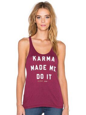 SPIRITUAL GANGSTER Crimson Red "Karma Made Me Do It" Racerback Tank, Size S